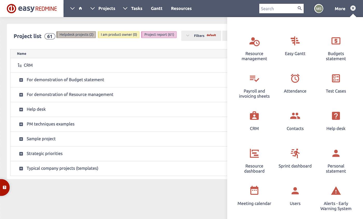 Easy Redmine Top Menu Easy Redmine Top Menu